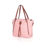 Generic Women's Faux Leather Textured Tote Bag (Pink) - Image 6