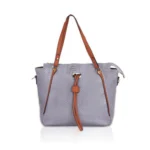 Grey Faux Leather Textured Tote Bag for Women