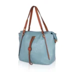 Generic Women's Faux Leather Textured Tote Bag (Blue) - Image 6