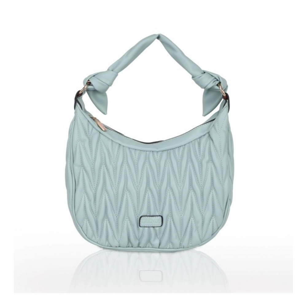 Blue Faux Leather Handbag for Women