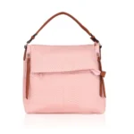 Pink Faux Leather Textured Sling Bag for Women