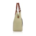 Generic Women's Faux Leather Solid Tote Bag (Beige) - Image 5