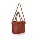 Women's Brown Faux Leather Tote Bag - Angle 3