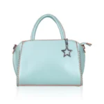 Green Faux Leather Handbag with Metal Beads