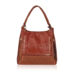Brown Faux Leather Tote Bag for Women