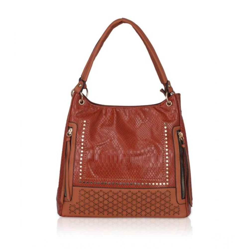 Brown Faux Leather Tote Bag for Women