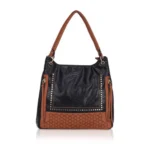Black Faux Leather Tote Bag for Women