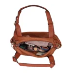 Generic Women's Faux Leather Solid Tote Bag (Brown) - Image 2