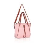 Generic Women's Faux Leather Textured Tote Bag (Pink) - Image 3