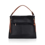 Black Faux Leather Solid Sling Bag for Women