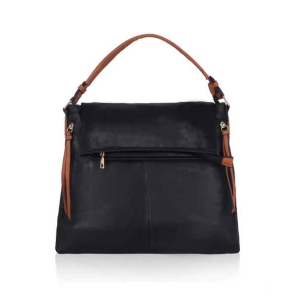 Black Faux Leather Solid Sling Bag for Women