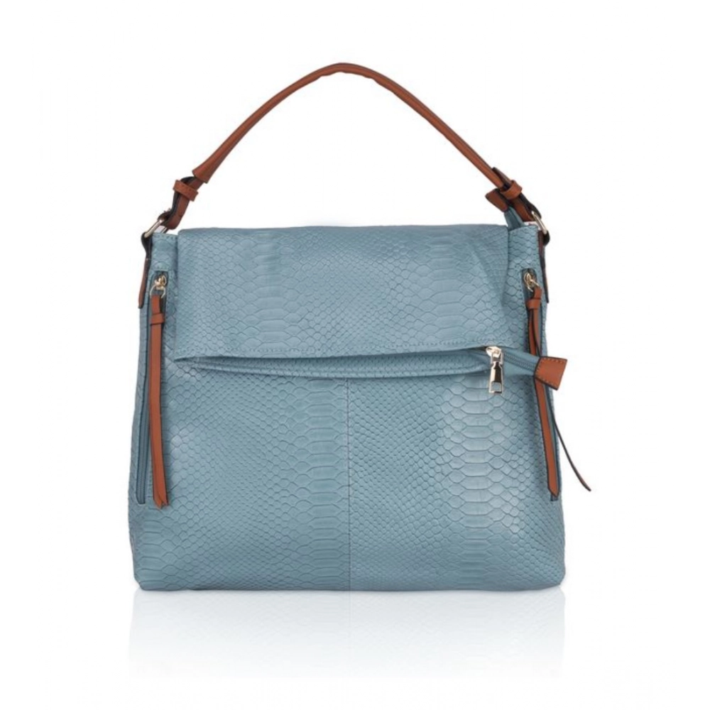 Blue Faux Leather Textured Sling Bag for Women