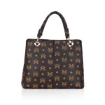 Brown Faux Leather Printed Handheld Bag