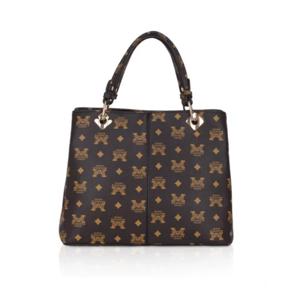 Brown Faux Leather Printed Handheld Bag