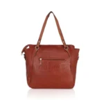Women's Brown Faux Leather Tote Bag - Angle 4