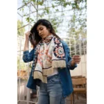 Generic Women's Cotton Embroidered Muffler (Off White, Length: 0.5 to 1 Mtr) - Image 2