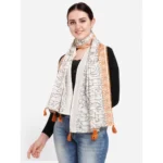 Generic Women's Cotton Opaque Stole (Offwhite , Length: 1.5 to 2 Mtr) - Image 4