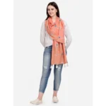 Generic Women's Cotton Opaque Stole (Peach, Length: 1.5 to 2 Mtr) - Image 3