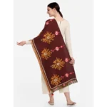 Generic Women's Cotton Embroidered Dupatta (Maroon, Length: 1.5 to 2 Mtr) - Image 6