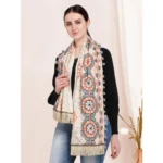Generic Women's Cotton Embroidered Muffler (Off White, Length: 0.5 to 1 Mtr) - Image 5