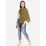 Generic Women's Cotton Opaque Stole (Olive, Length: 1.5 to 2 Mtr) - Image 3