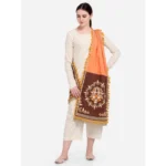 Generic Women's Cotton Embroidered Dupatta (Peach, Length: 1.5 to 2 Mtr) - Image 3