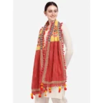 Generic Women's Cotton Embroidered Dupatta (Yellow, Length: 1.5 to 2 Mtr) - Image 4