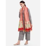 Generic Women's Cotton Embroidered Dupatta (Peach, Length: 1.5 to 2 Mtr) - Image 4