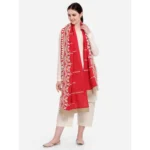 Generic Women's Cotton Embroidered Dupatta (Red, Length: 1.5 to 2 Mtr) - Image 3