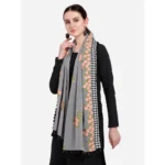 Generic Women's Cotton Embroidered Dupatta (Gray, Length: 0.5 to 1 Mtr) - Image 2