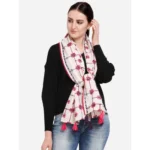 Generic Women's Cotton Opaque Stole (White, Length: 1.5 to 2 Mtr) - Image 4