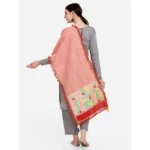 Generic Women's Cotton Embroidered Dupatta (Peach, Length: 1.5 to 2 Mtr) - Image 5