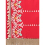 Generic Women's Cotton Embroidered Dupatta (Red, Length: 1.5 to 2 Mtr) - Image 5