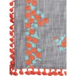 Generic Women's Cotton Embroidered Dupatta (Gray, Length: 0.5 to 1 Mtr) - Image 4