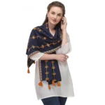 buy navy blue cotton stole