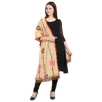 Generic Women's Cotton Embroidered Dupatta (Beige, Length: 1.5 to 2 Mtr)