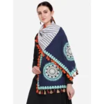 Generic Women's Cotton Embroidered Dupatta (Navyblue, Length: 0.5 to 1 Mtr) - Image 3