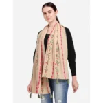 Generic Women's Cotton Opaque Stole (Beige, Length: 1.5 to 2 Mtr) - Image 2