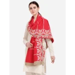 Generic Women's Cotton Embroidered Dupatta (Red, Length: 1.5 to 2 Mtr) - Image 4