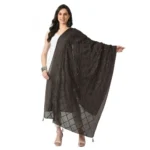 Dark Brown Chanderi Self Design Dupatta