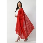 Generic Women's Chanderi Self Design Dupatta (Red, Length: Free Size) - Image 3