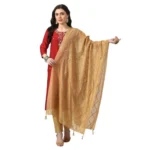 Gold Chanderi Self Design Dupatta for Women