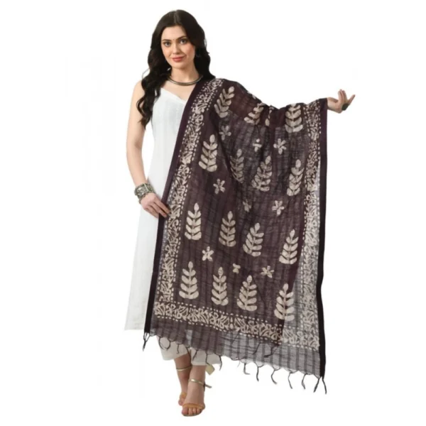 Wine Cotton Printed Dupatta for Women