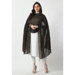 Generic Women's Chanderi Self Design Dupatta (Dark Browm, Length: Free Size) - Image 2