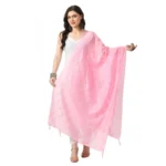 Pink Chanderi Self Design Dupatta for Women