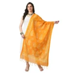 Yellow Cotton Printed Dupatta for Women