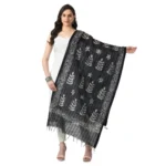 Black Cotton Printed Dupatta for Women