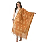 Rust Cotton Printed Dupatta for Women