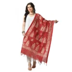 Red Cotton Printed Dupatta for Women