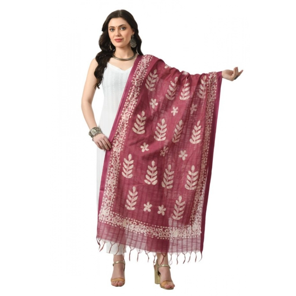 Lavender Cotton Printed Dupatta for Women